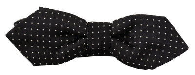 Dolce & Gabbana Schwarz Weiß Polka Dot Verstellbare Hals Papillon Fliege