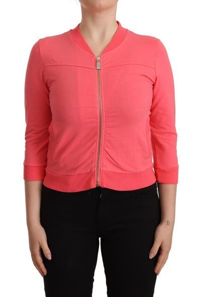 Blumarine Rosa 3/4-Ärmel Pullover mit Reißverschluss und Verzierungen