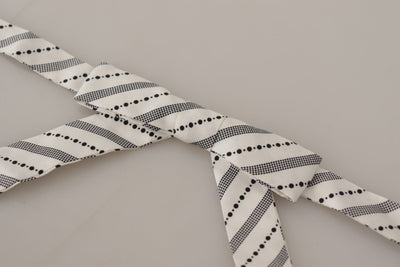 Dolce & Gabbana Weiß Schwarz Polka Dot 100% Seide Hals Papillon Fliege