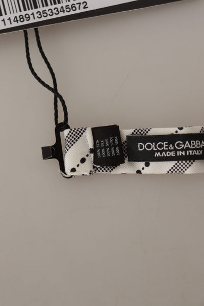 Dolce & Gabbana Weiß Schwarz Polka Dot 100% Seide Hals Papillon Fliege