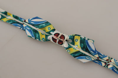 Dolce & Gabbana Multicolor Majolika Druck Verstellbare Papillon Fliege