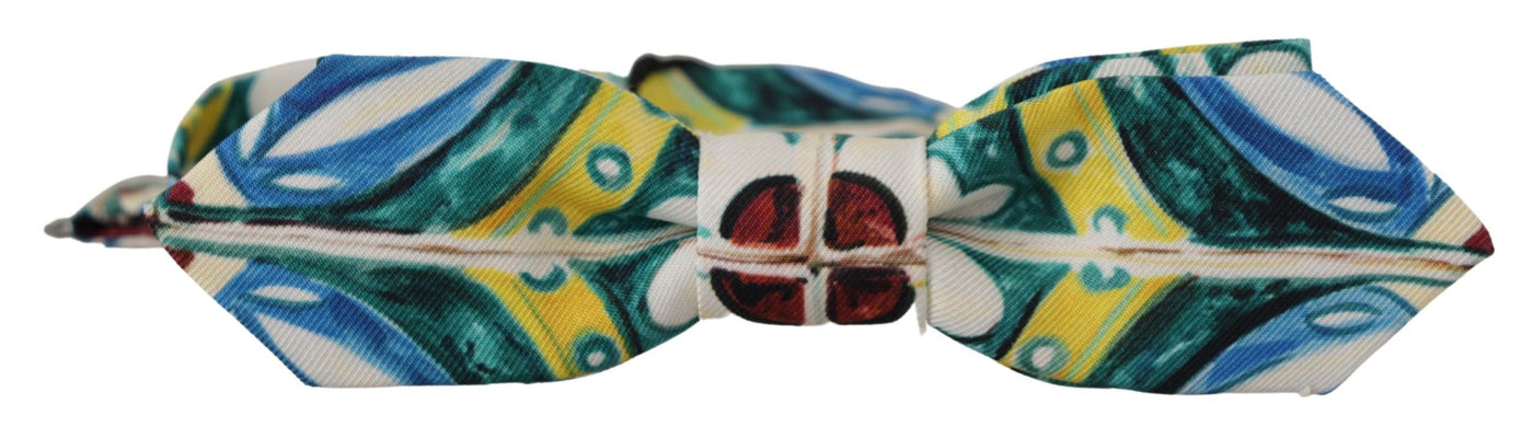 Dolce & Gabbana Multicolor Majolika Druck Verstellbare Papillon Fliege