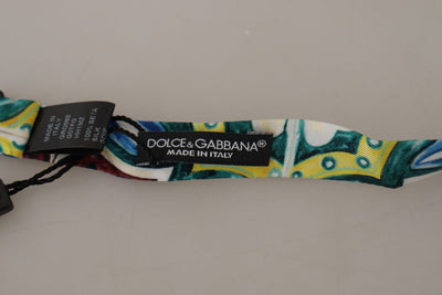 Dolce & Gabbana Multicolor Majolika Druck Verstellbare Papillon Fliege