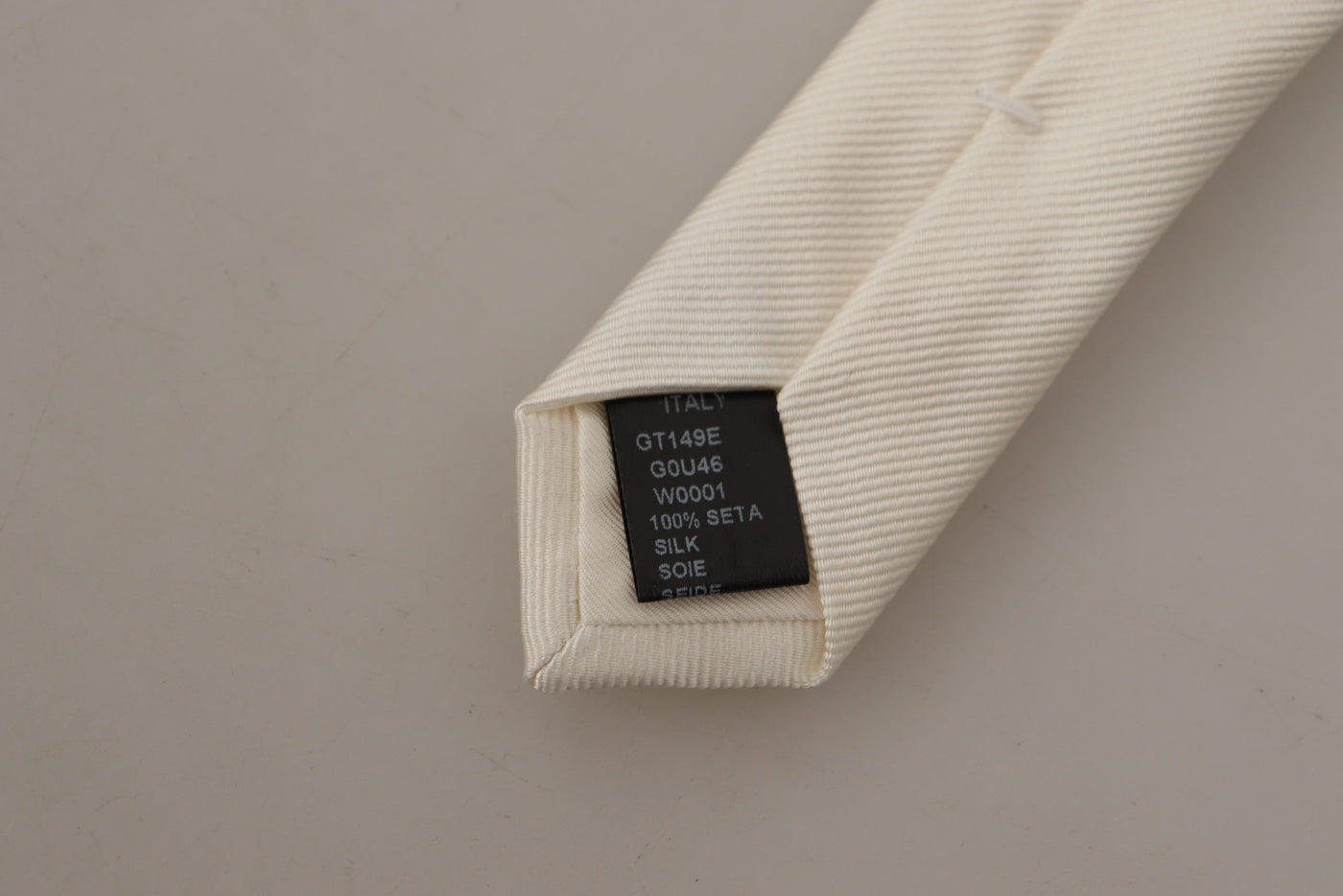 Dolce & Gabbana Off-White 100% Seide Schlank Verstellbare Accessoire-Krawatte
