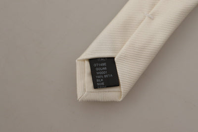 Dolce & Gabbana Off-White 100% Seide Schlank Verstellbare Accessoire-Krawatte