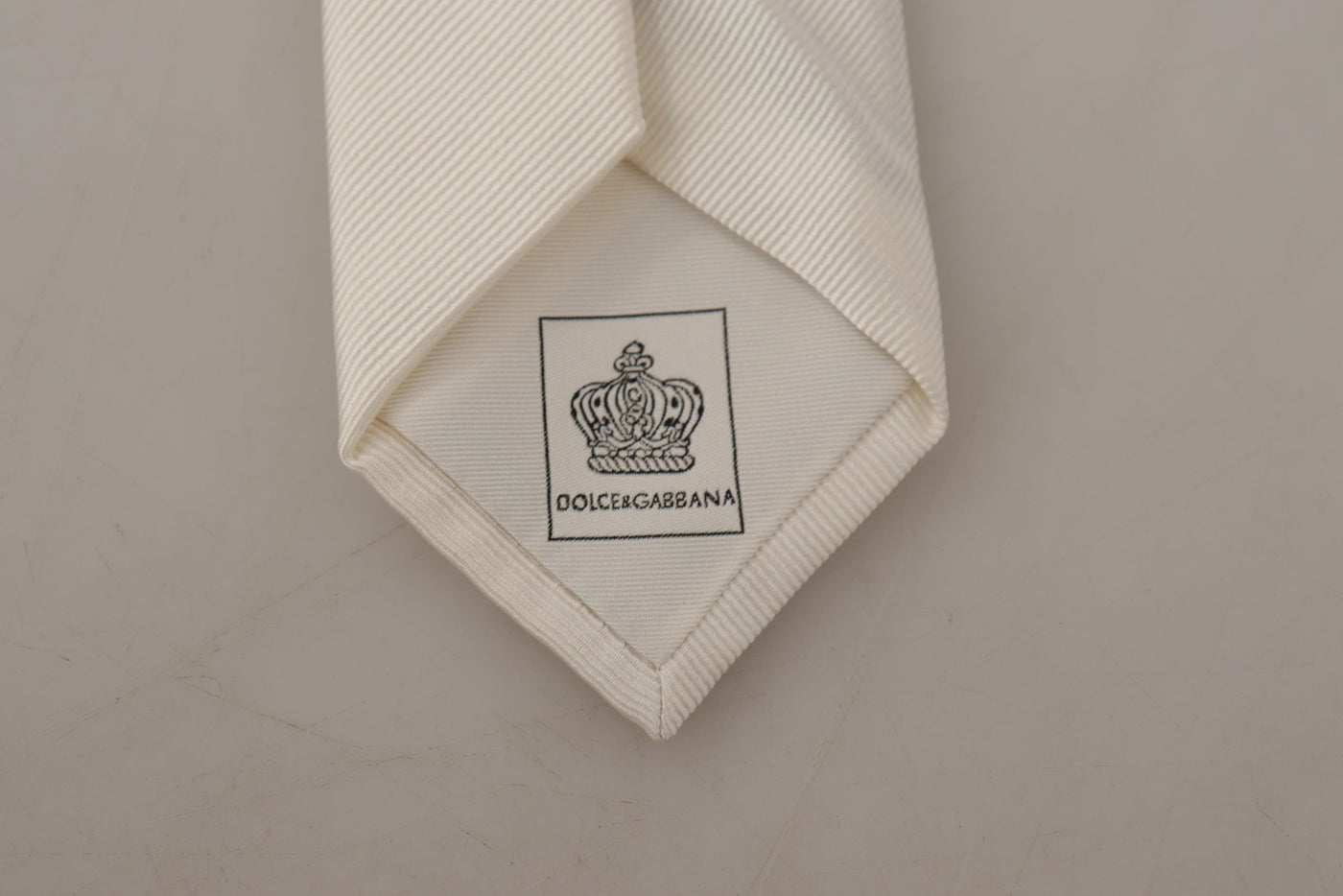 Dolce & Gabbana Off-White 100% Seide Schlank Verstellbare Accessoire-Krawatte