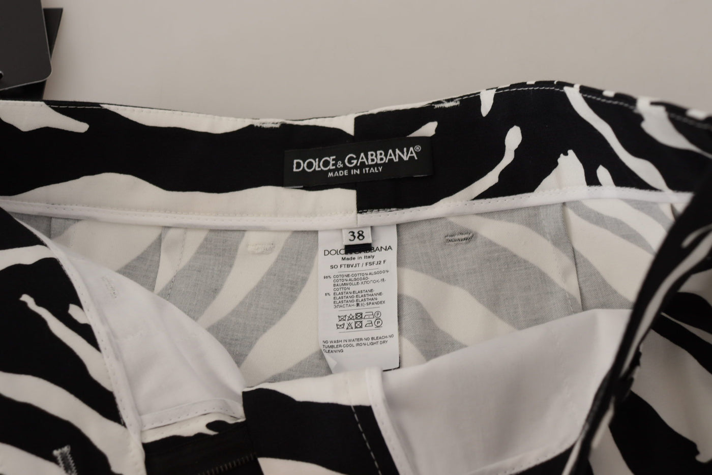 Dolce & Gabbana Schwarz Weiß Baumwolle Stretch Hot Pants Shorts