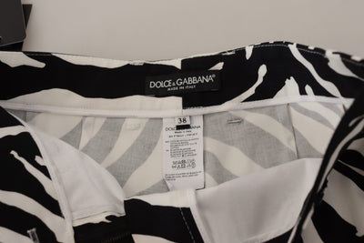 Dolce & Gabbana Schwarz Weiß Baumwolle Stretch Hot Pants Shorts