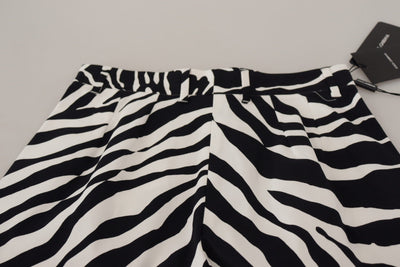 Dolce & Gabbana Schwarz Weiß Baumwolle Stretch Hot Pants Shorts