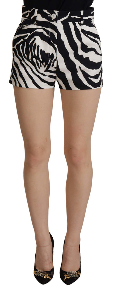 Dolce & Gabbana Schwarz Weiß Baumwolle Stretch Hot Pants Shorts