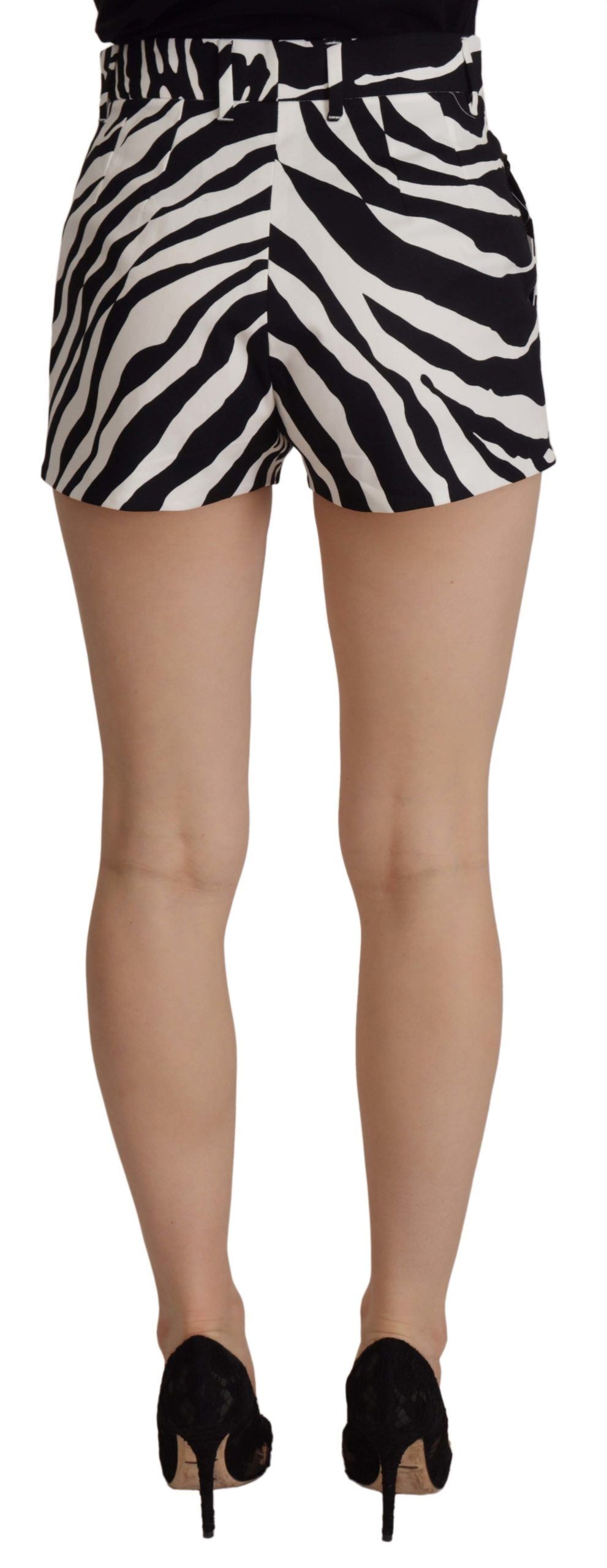 Dolce & Gabbana Schwarz Weiß Baumwolle Stretch Hot Pants Shorts