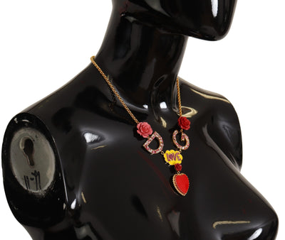 Dolce & Gabbana Gold Rose Love Crystal Charm Kette Halskette