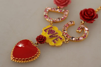 Dolce & Gabbana Gold Rose Love Crystal Charm Kette Halskette
