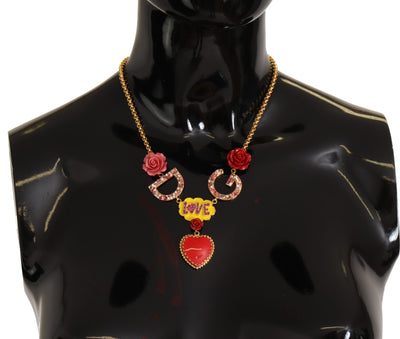 Dolce & Gabbana Gold Rose Love Crystal Charm Kette Halskette