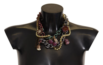 Dolce & Gabbana Goldmessing Sizilien Floral Kristall Statement Halskette
