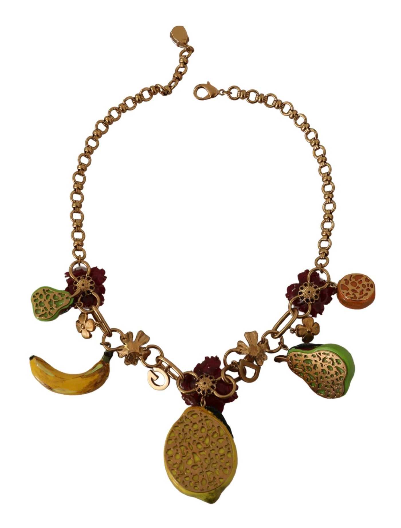 Dolce & Gabbana Gold Messing Sizilien Früchte Rosen Statement Halskette