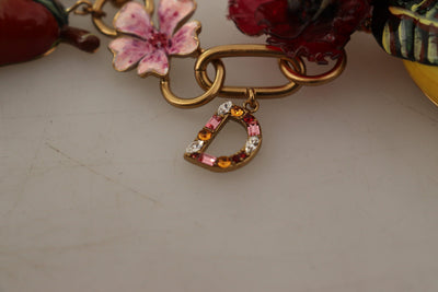 Dolce & Gabbana Gold Messing Sizilien Früchte Rosen Statement Halskette