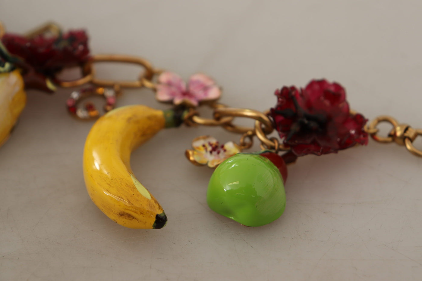 Dolce & Gabbana Gold Messing Sizilien Früchte Rosen Statement Halskette
