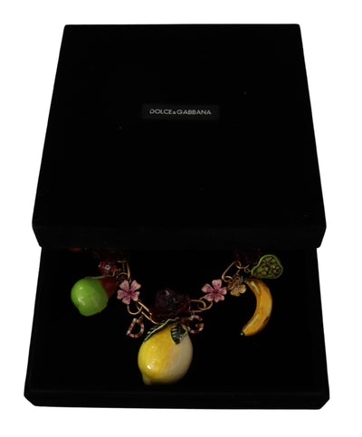 Dolce & Gabbana Gold Messing Sizilien Früchte Rosen Statement Halskette