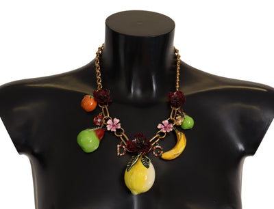 Dolce & Gabbana Gold Messing Sizilien Früchte Rosen Statement Halskette