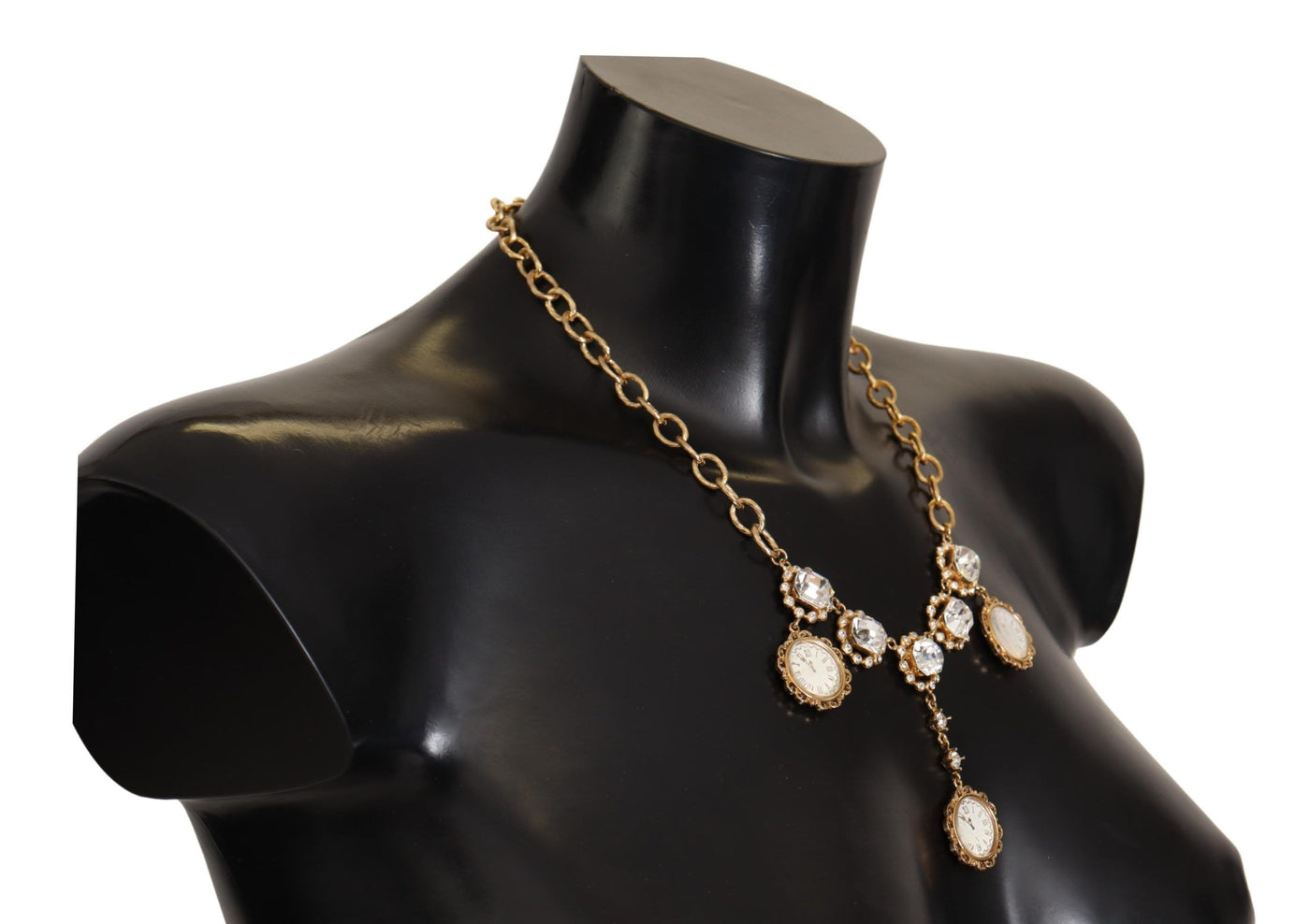 Dolce & Gabbana Gold Uhr Statement Kristallkette Halskette