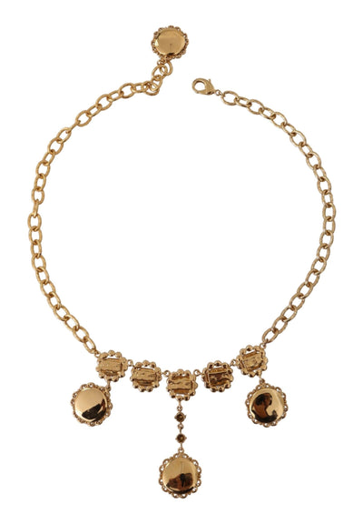 Dolce & Gabbana Gold Uhr Statement Kristallkette Halskette