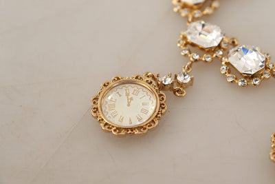 Dolce & Gabbana Gold Uhr Statement Kristallkette Halskette
