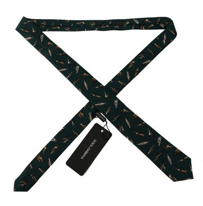Dolce & Gabbana Schwarze Flasche Fantasy Print Seidenkrawatte mit verstellbarem Accessoire