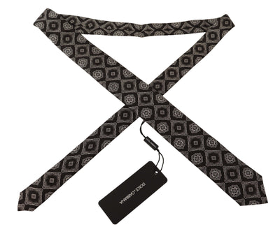 Dolce & Gabbana Schwarz Weiß Quadrat Geometrischer Druck Verstellbare Krawatte