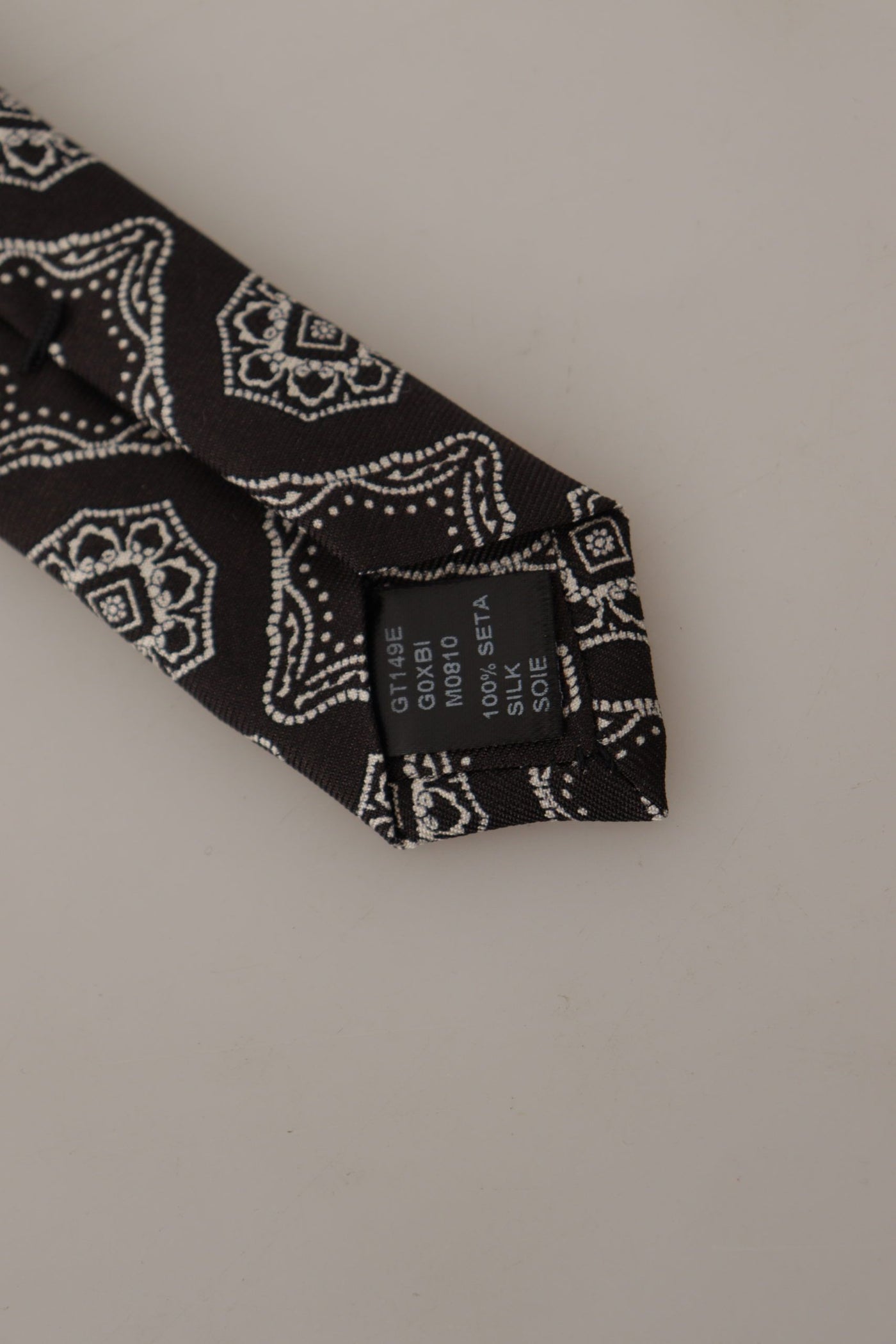 Dolce & Gabbana Schwarz Weiß Quadrat Geometrischer Druck Verstellbare Krawatte