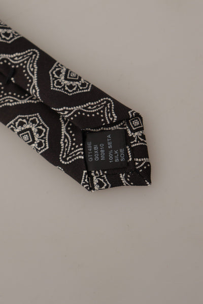 Dolce & Gabbana Schwarz Weiß Quadrat Geometrischer Druck Verstellbare Krawatte