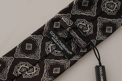 Dolce & Gabbana Schwarz Weiß Quadrat Geometrischer Druck Verstellbare Krawatte