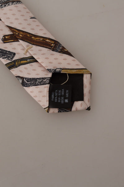 Dolce & Gabbana Rosa Stift Dots Print 100% Seide Verstellbare Hals Accessoire Krawatte