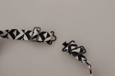 Dolce & Gabbana Schwarz-Weiß Geometrische Krawatte aus 100% Seide Verstellbares Accessoire