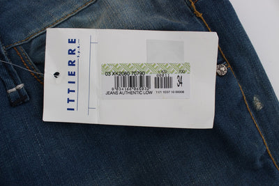 Acht Blaue Waschung Denim Baumwolle Stretch Baggy Fit Jeans