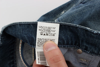 Acht Blaue Waschung Baumwolle Denim Regular Fit Jeans