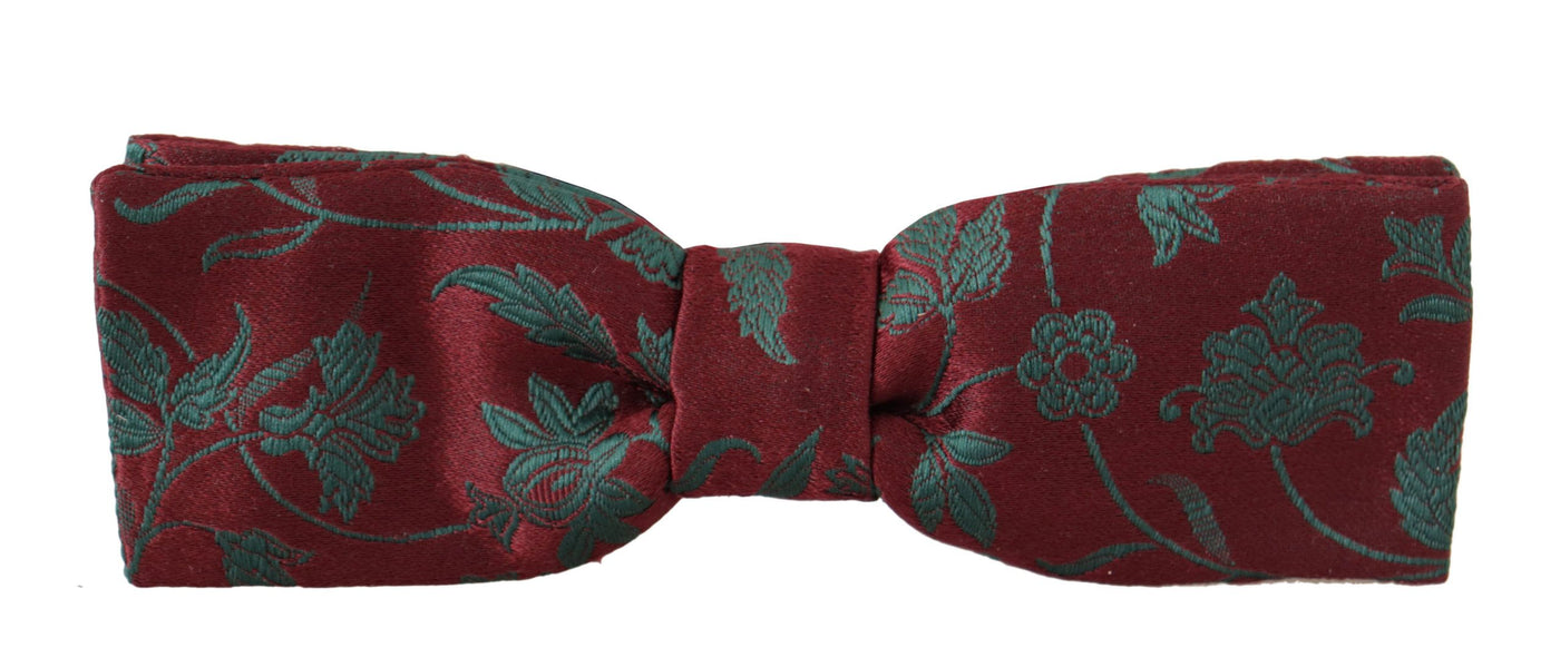 Dolce & Gabbana Maroon Muster Einstellbare Hals Papillon Fliege