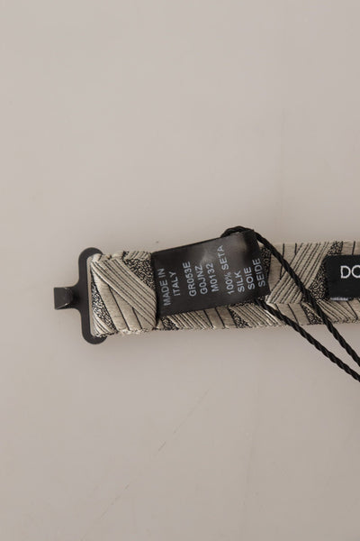 Dolce & Gabbana Graue 100% Seide Verstellbare Hals Papillon Fliege