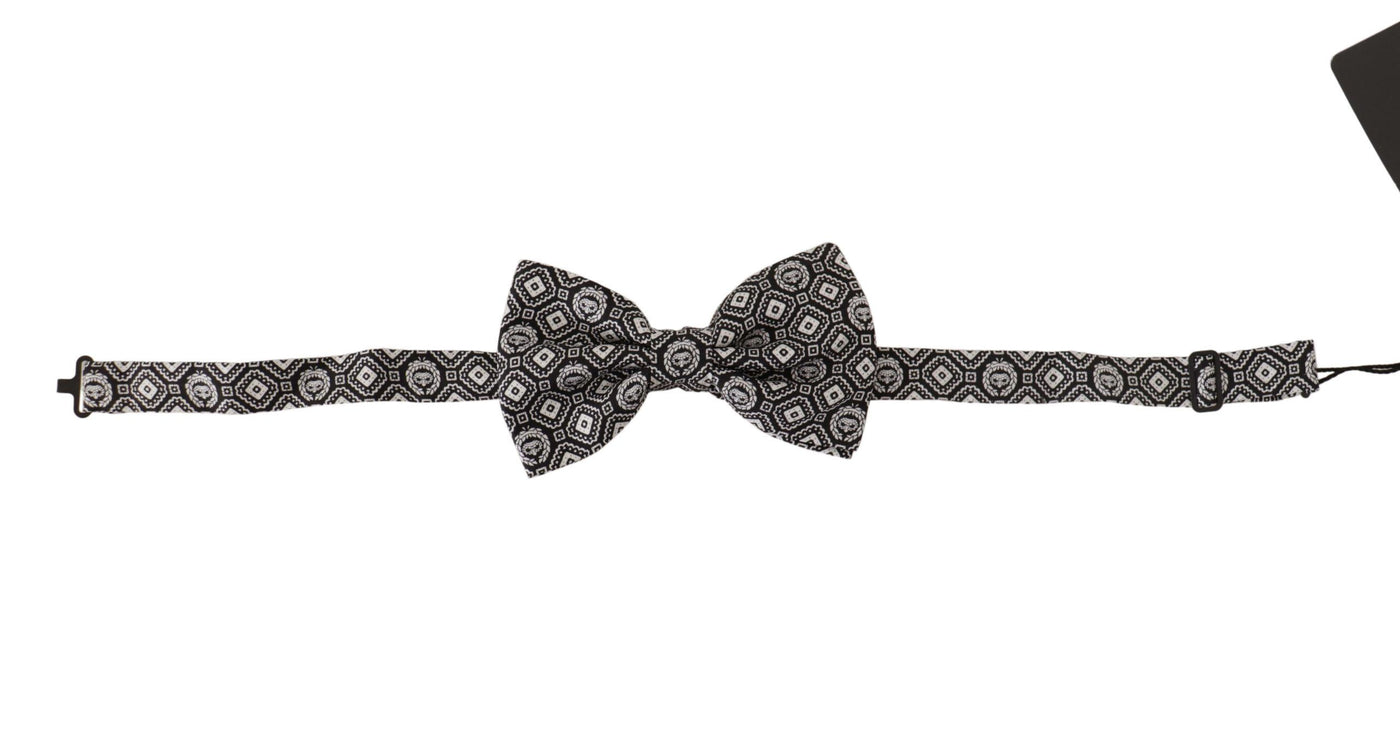 Dolce & Gabbana Schwarz weiß 100% Seide Verstellbare Papillon Krawatte
