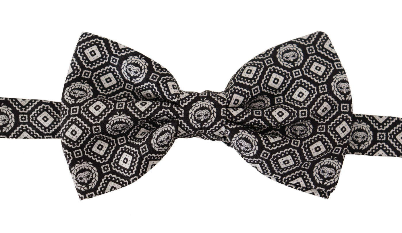 Dolce & Gabbana Schwarz weiß 100% Seide Verstellbare Papillon Krawatte