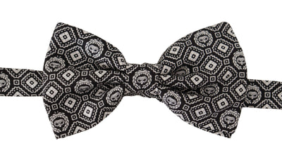 Dolce & Gabbana Schwarz weiß 100% Seide Verstellbare Papillon Krawatte