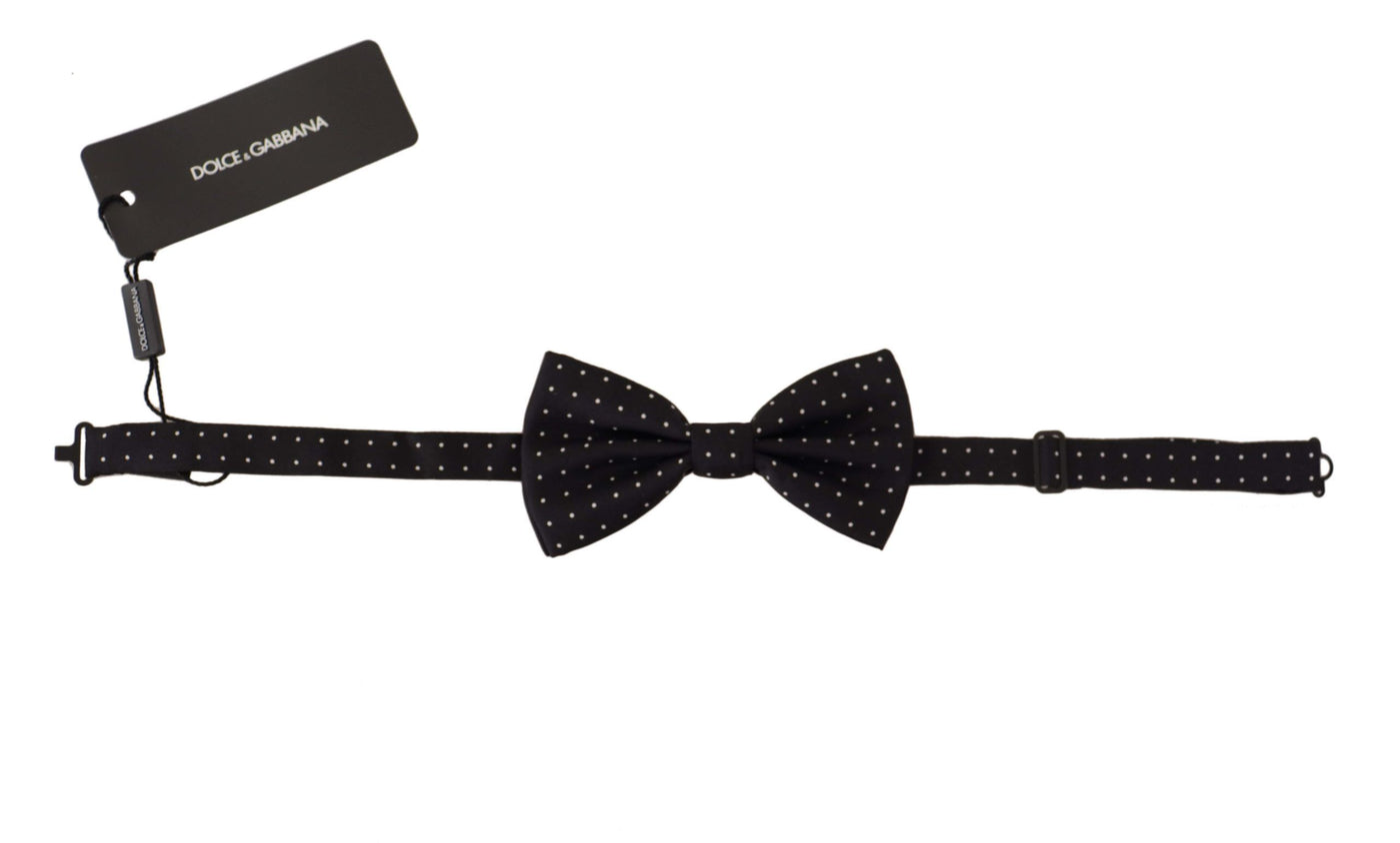 Dolce & Gabbana Schwarz-Weiß gepunktet 100% Seide Hals Papillon Krawatte