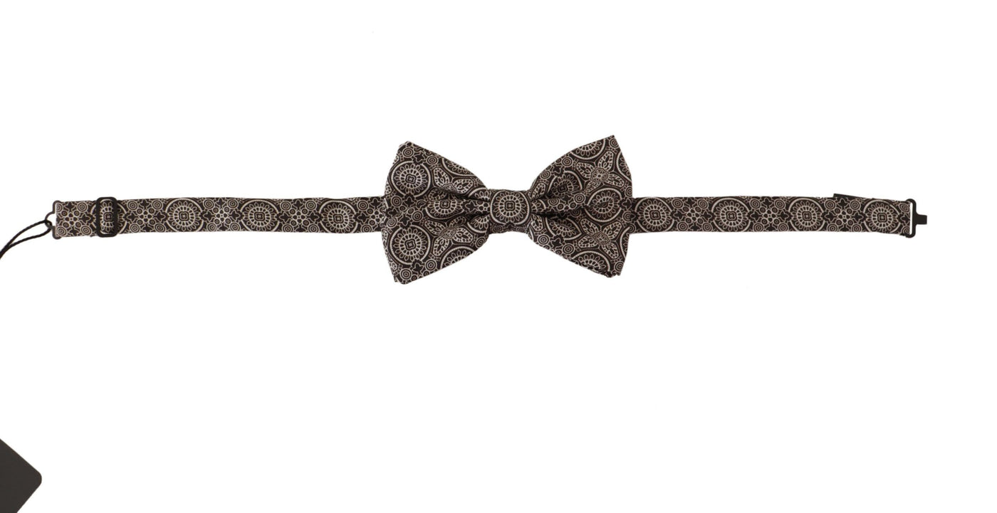 Dolce & Gabbana Schwarz weiß 100% Seide Verstellbare Papillon Krawatte