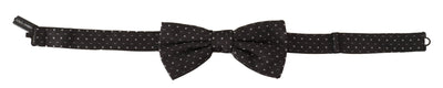 Dolce & Gabbana Graue gepunktete Papillon-Krawatte aus 100% Seide