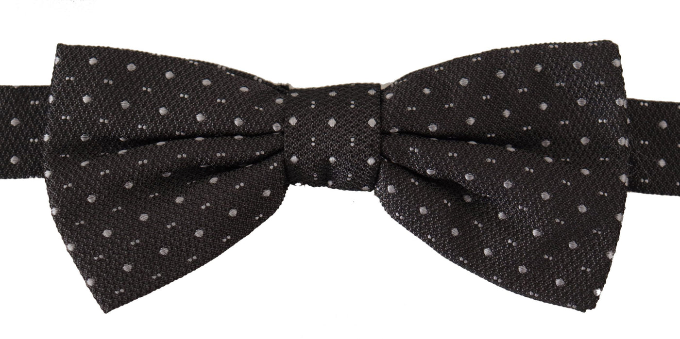 Dolce & Gabbana Graue gepunktete Papillon-Krawatte aus 100% Seide