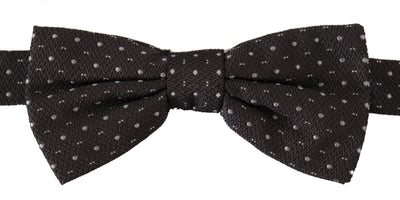 Dolce & Gabbana Graue gepunktete Papillon-Krawatte aus 100% Seide