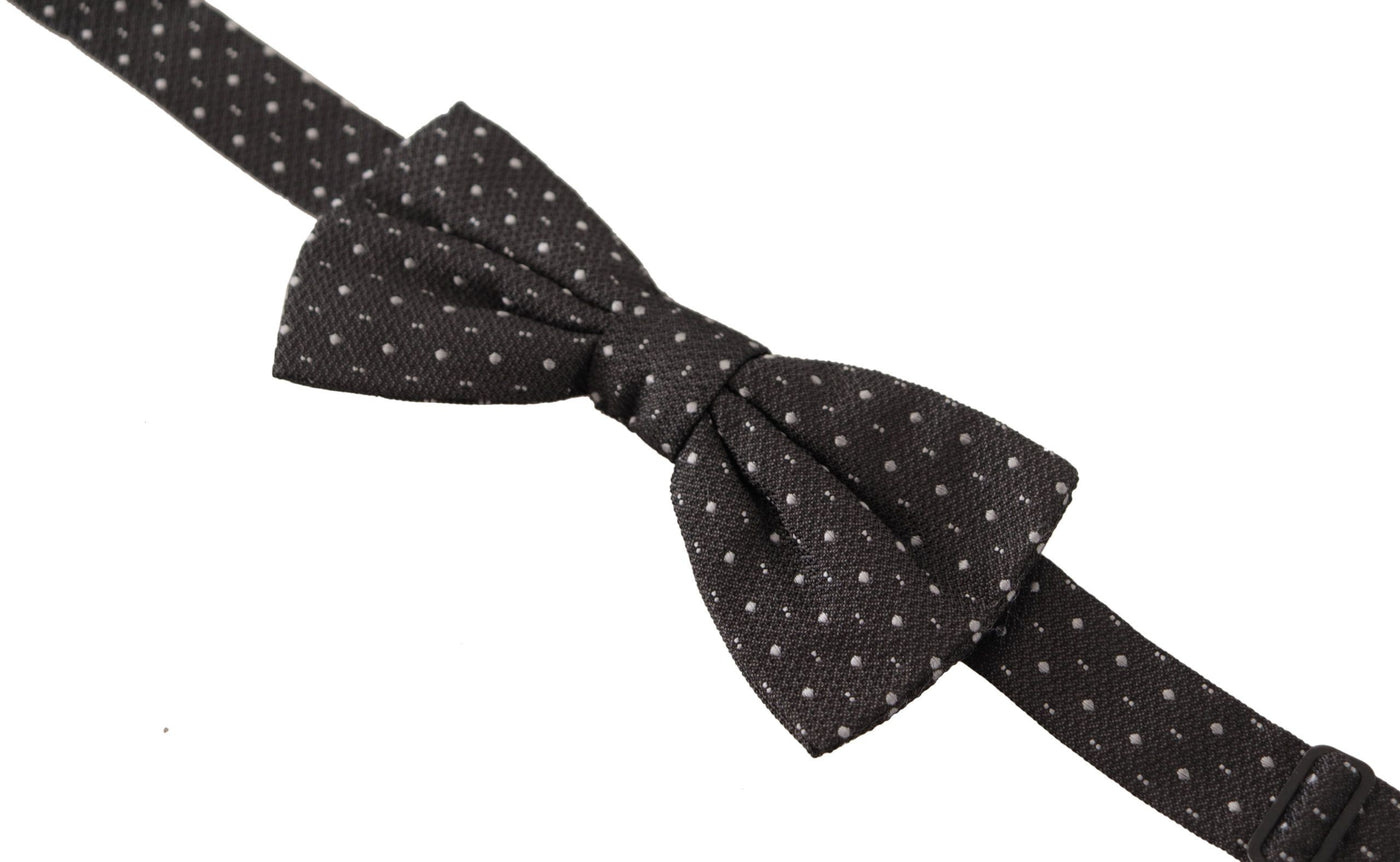 Dolce & Gabbana Graue gepunktete Papillon-Krawatte aus 100% Seide