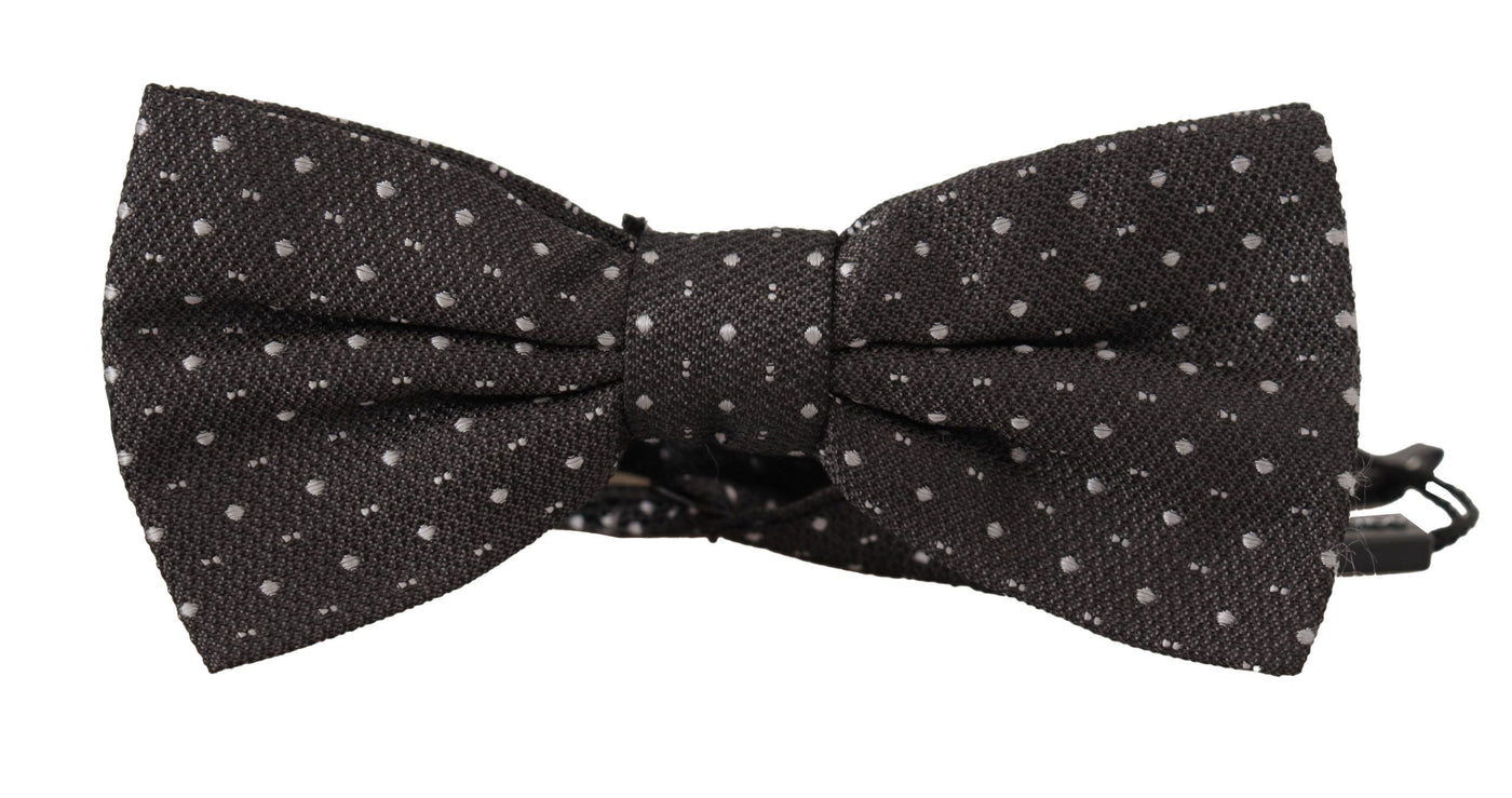 Dolce & Gabbana Graue gepunktete Papillon-Krawatte aus 100% Seide