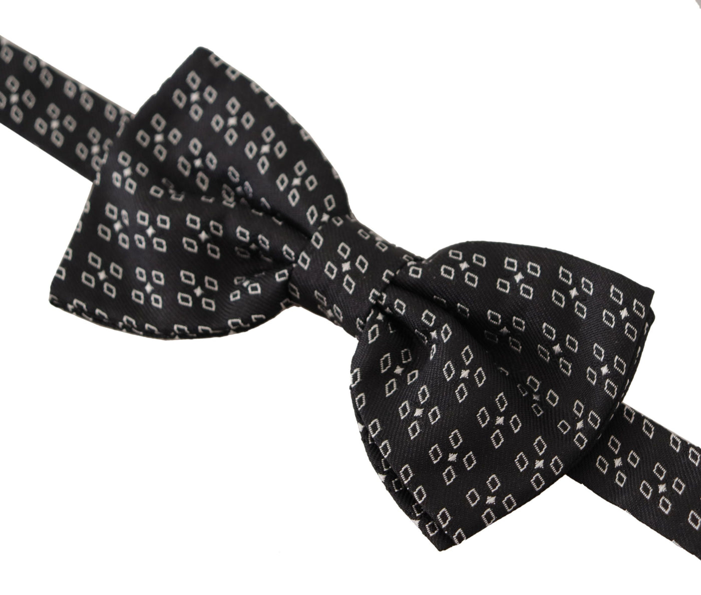 Dolce & Gabbana Schwarz-Weiß gepunktet 100% Seide Hals Papillon Krawatte