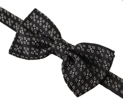 Dolce & Gabbana Schwarz-Weiß gepunktet 100% Seide Hals Papillon Krawatte